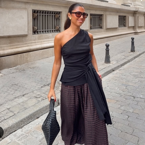 ZARA ZW COLLECTION GINGHAM BLOOMER PANTS - Picture 7 of 16